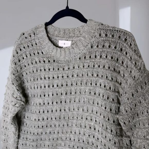 Lou & Grey Open-Knit Textured Sweater – Heather Gray (Women’s XS) - Picture 2 of 6